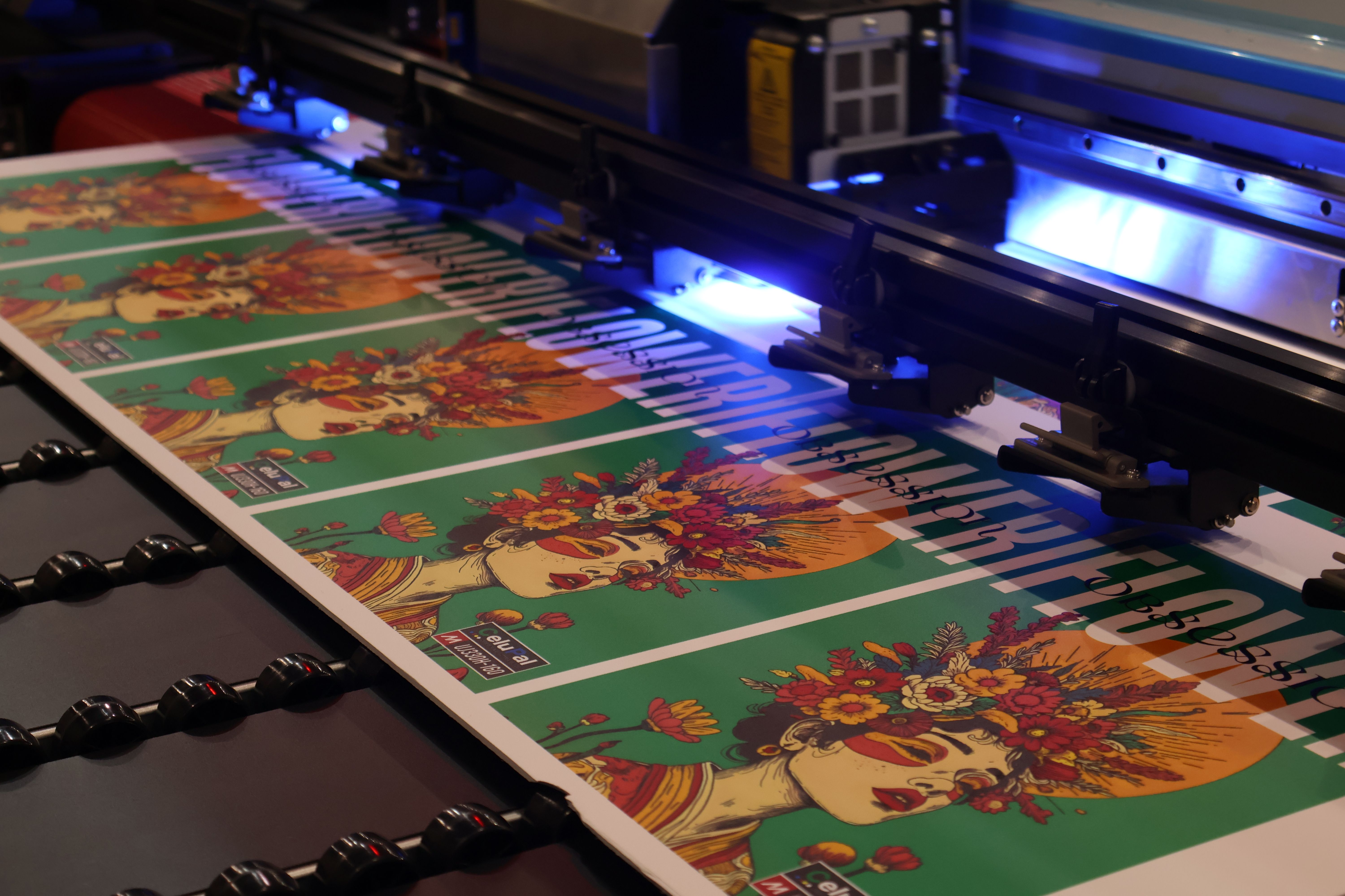 Industrial UV printer printing custom designs on demand